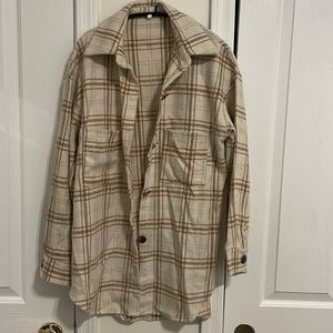Cream plaid shacket